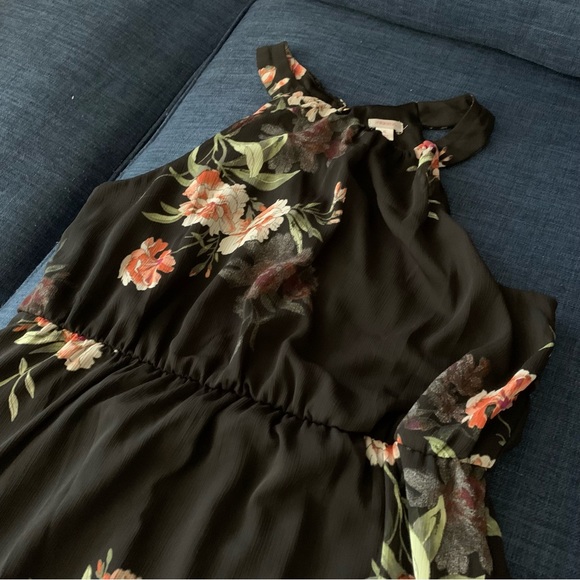 XHILARATION Black Floral Halter-Neck Dress - Picture 6 of 6